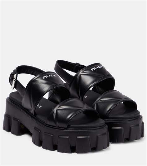 prada plateau leather sandals|prada platform sandals outlet.